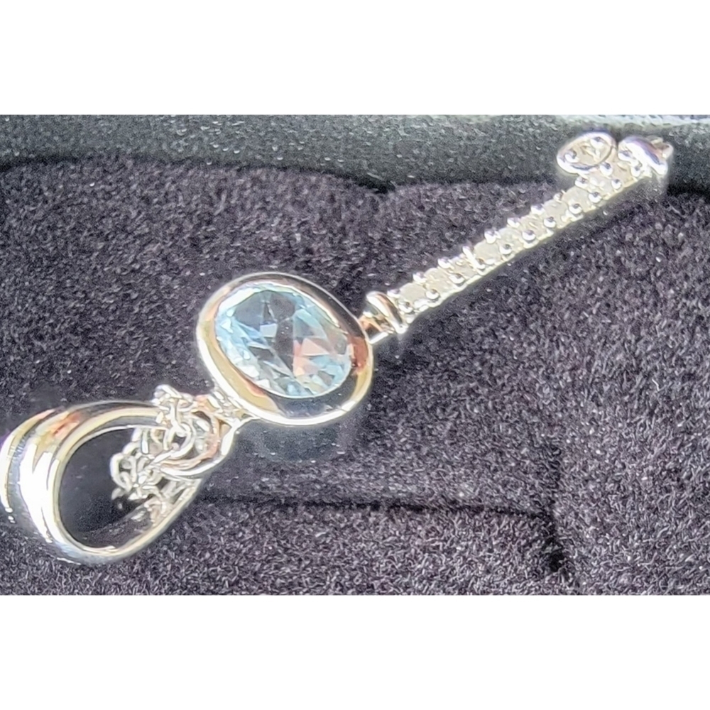 Sterling Silver Diamond & Swiss Topaz Necklace - Picture 6 of 10
